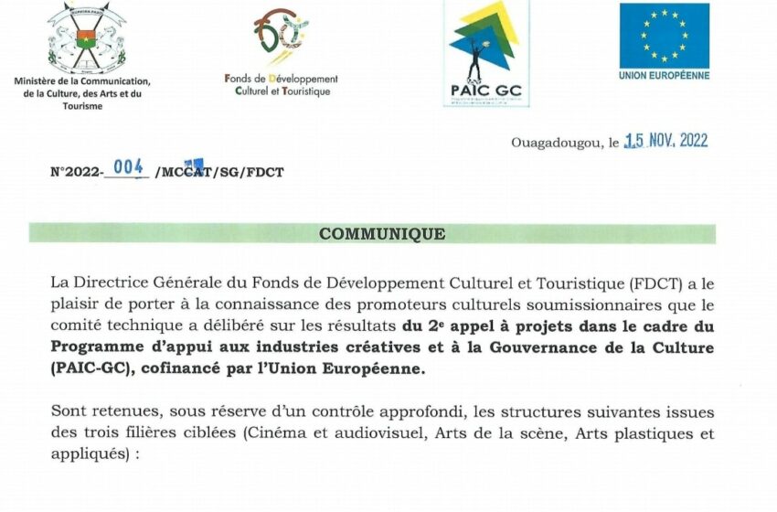  2e appel à projets du FDCT/PAIC-GC : Voici la liste complète des bénéficiaires